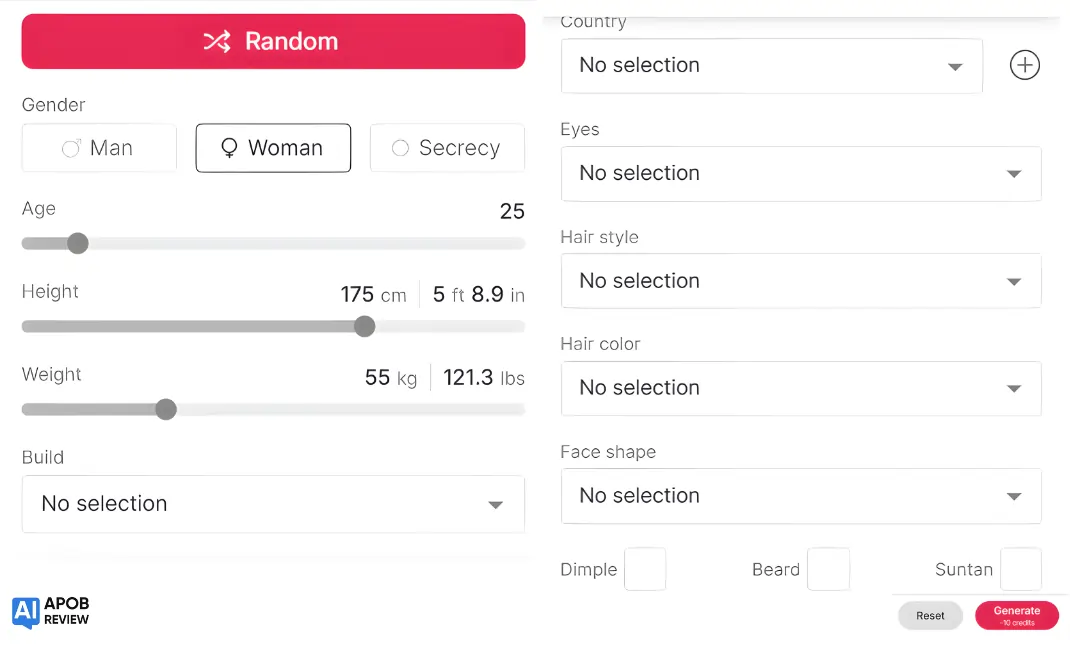 Choosing AI fashion model parameters