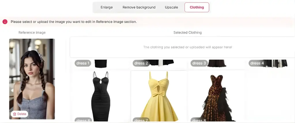 Uploading product photos for AI fashion model