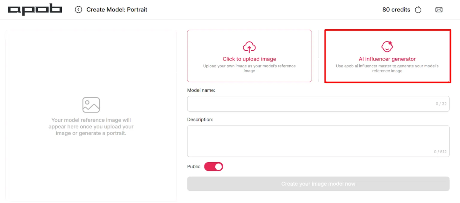 APOB AI Influencer generator